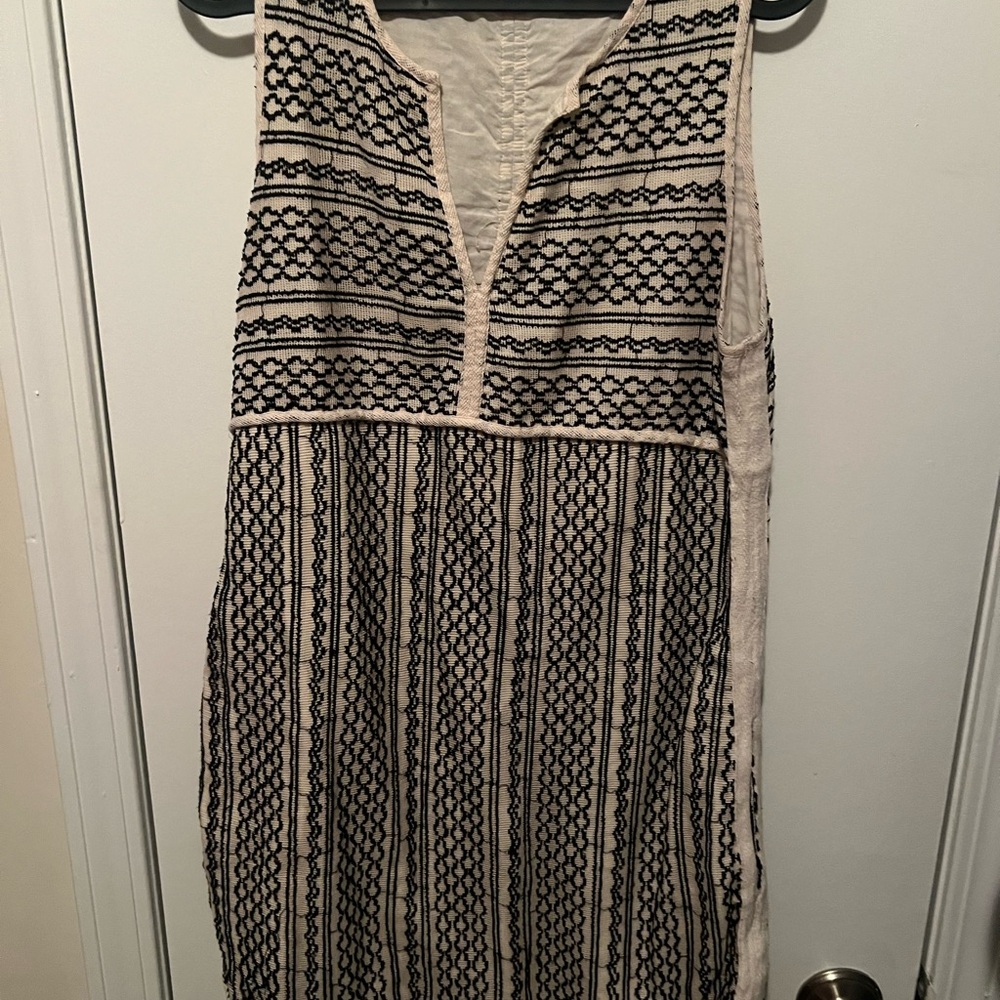 Madewell Black and Cream Patterned Midi Dress